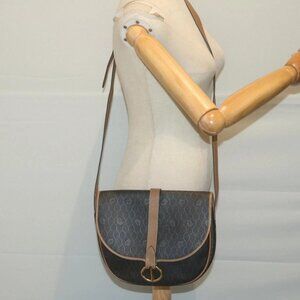 Christian Dior Honeycomb Canvas Shoulder Bag PVC Black Auth